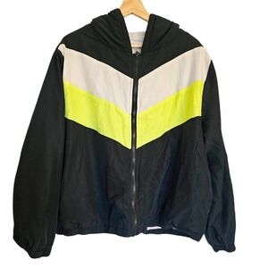 Full Circle windbreaker fleece lines‎ size 2x neon yellow black zip